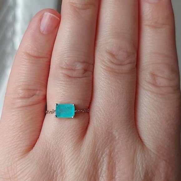 925?Silver Tourmaline Chain Ring - Picture 6 of 6